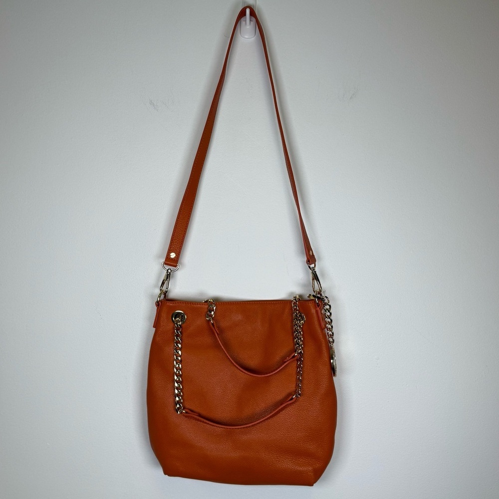 MICHAEL Michael Kors Soft Orange Leather Gold Chain Shoulder/Crossbody/Hand Bag